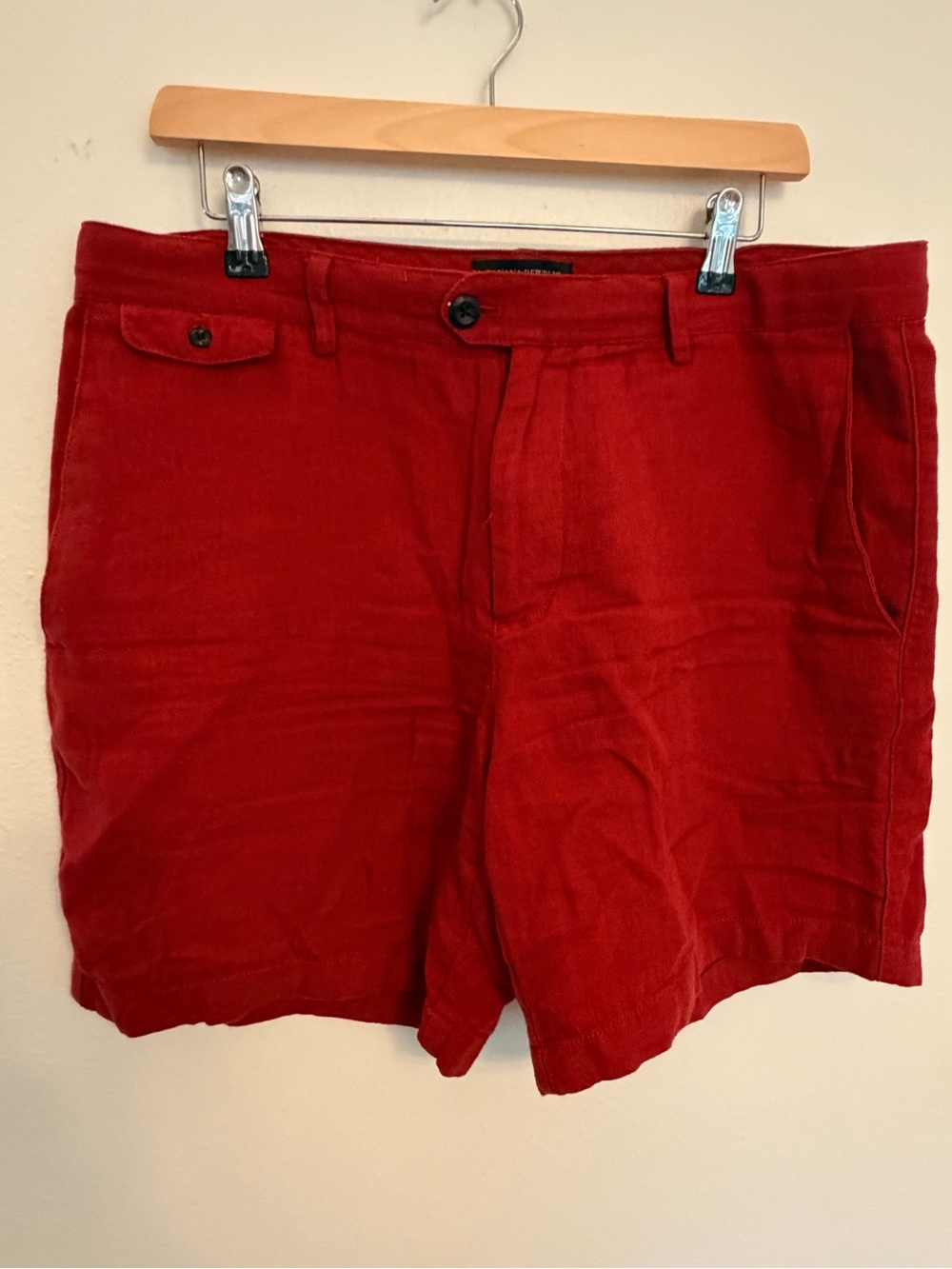 J. Crew Red linen and cotton Flat-Front Men's Shorts size 34 red - Picture 3 of 4